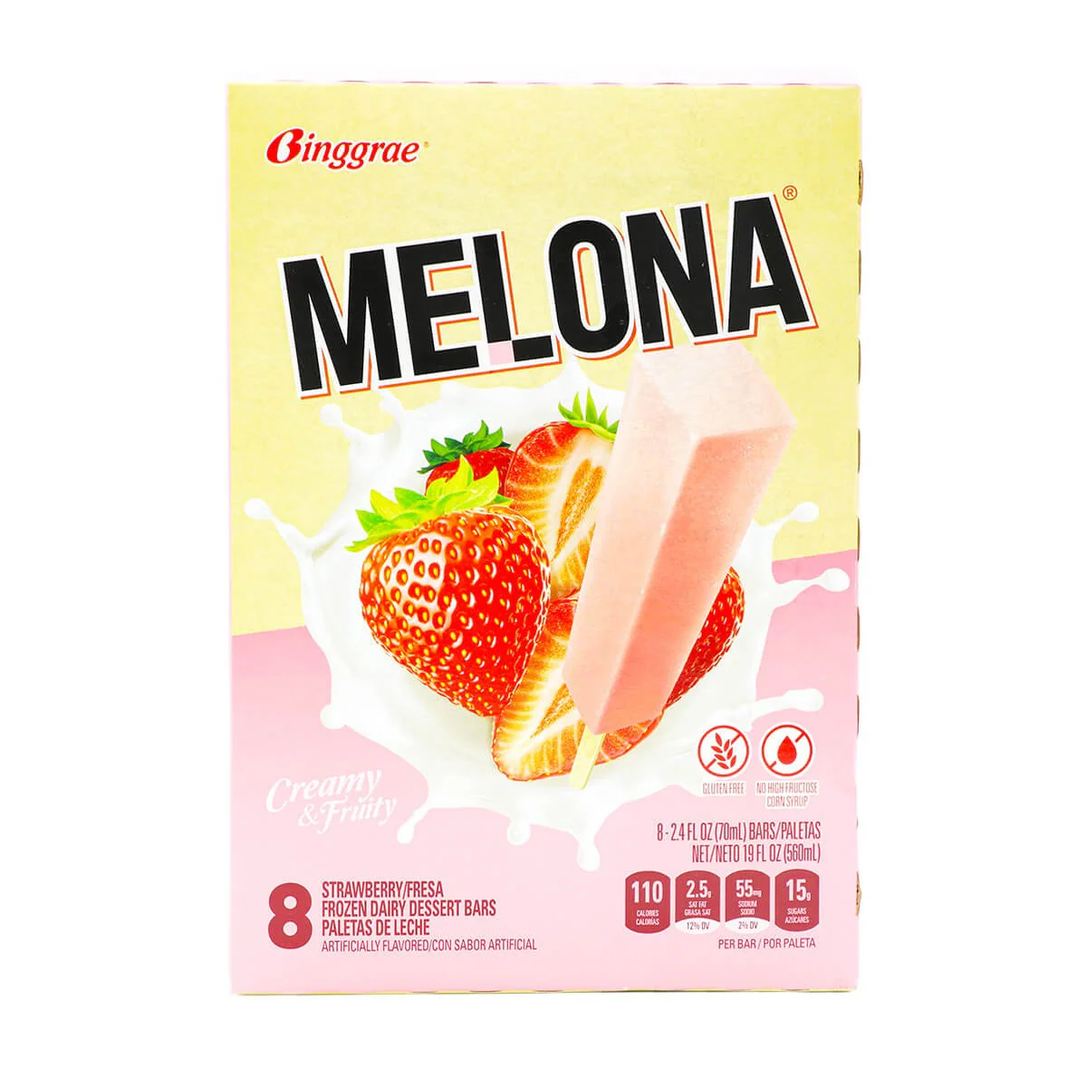 Binggrae Melona Strawberry 8 Bars x 70ml, 19fl.oz