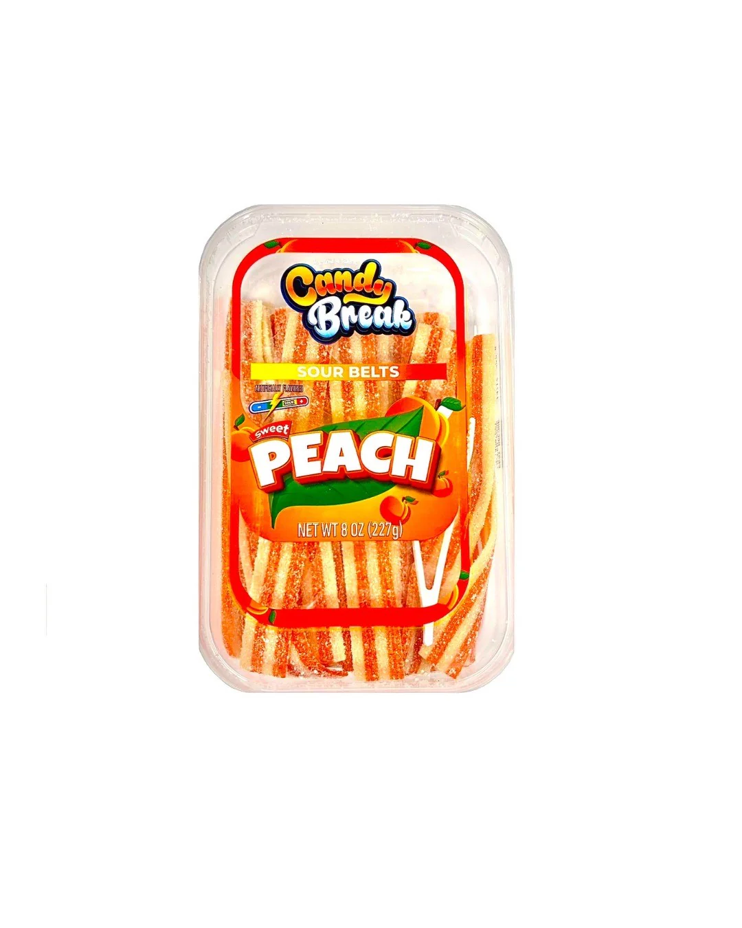 Candy Break Peach Sour Belts 8Oz