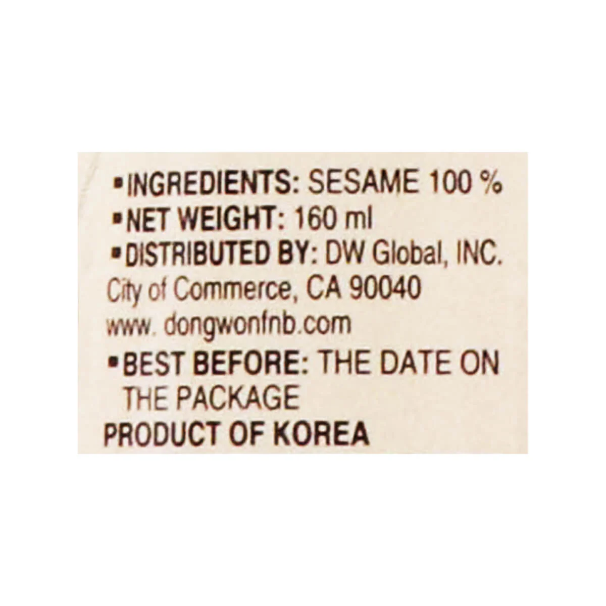 Dongwon Sesame Oil 160ml - Image 3
