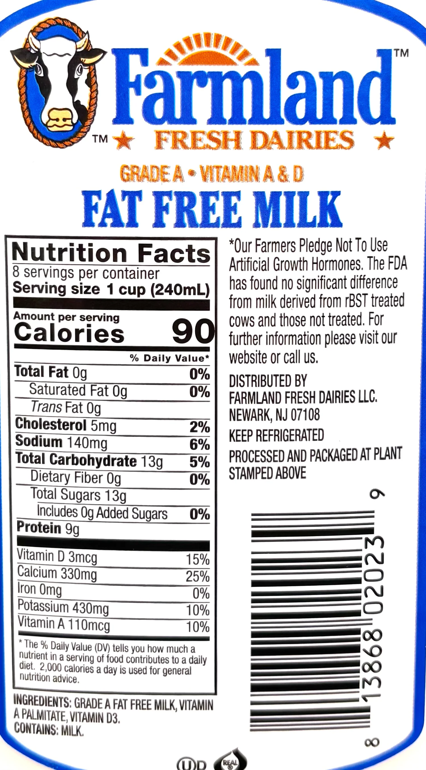 Farmland Fat Free Milk 1.89L - Image 2