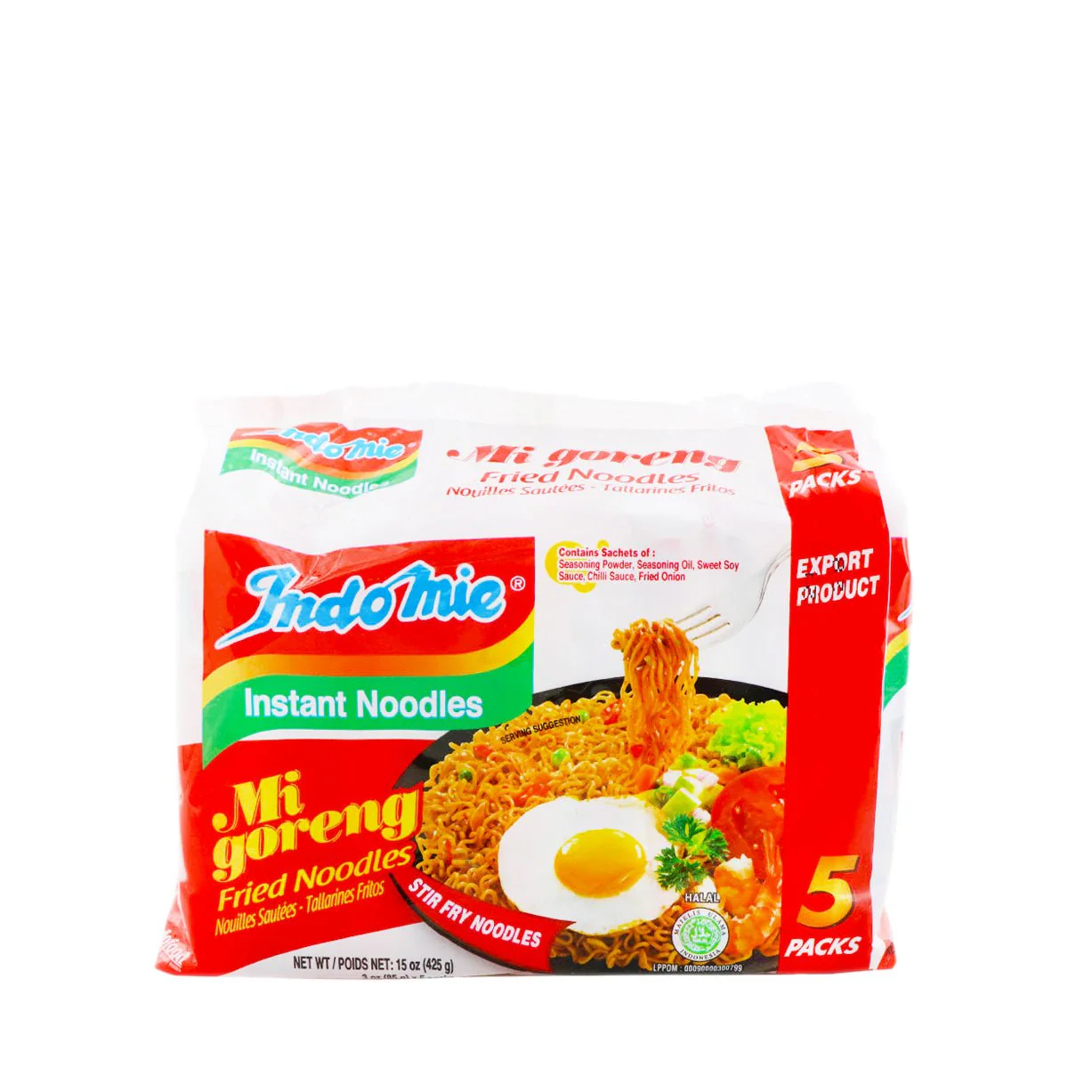 Indomie Mi Goreng Fried Noodle 3oz x 5Pks, 15oz