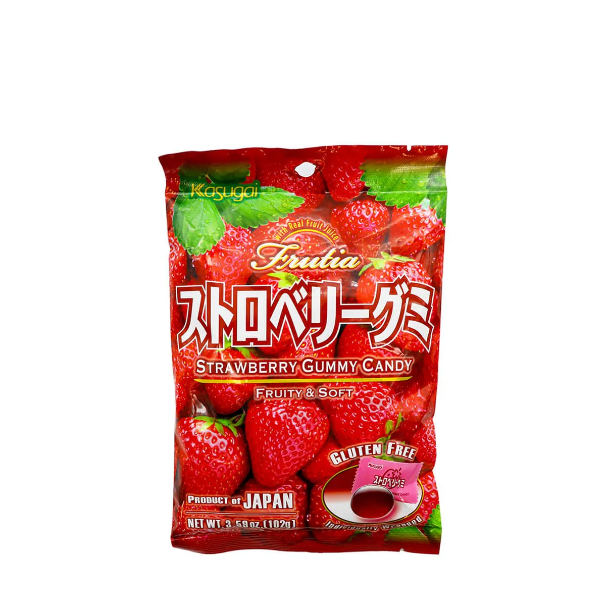 Kasugai Frutia Strawberry Gummy Candy 3.59oz