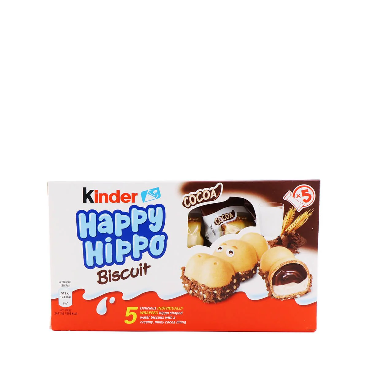 Kinder Happy Hippo Biscuit (Cocoa) 5P X 20.7g, 103g