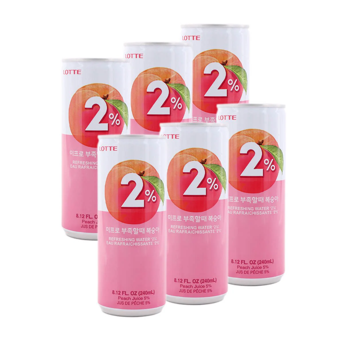 Lotte 2% Peach 240ml x 6Pk