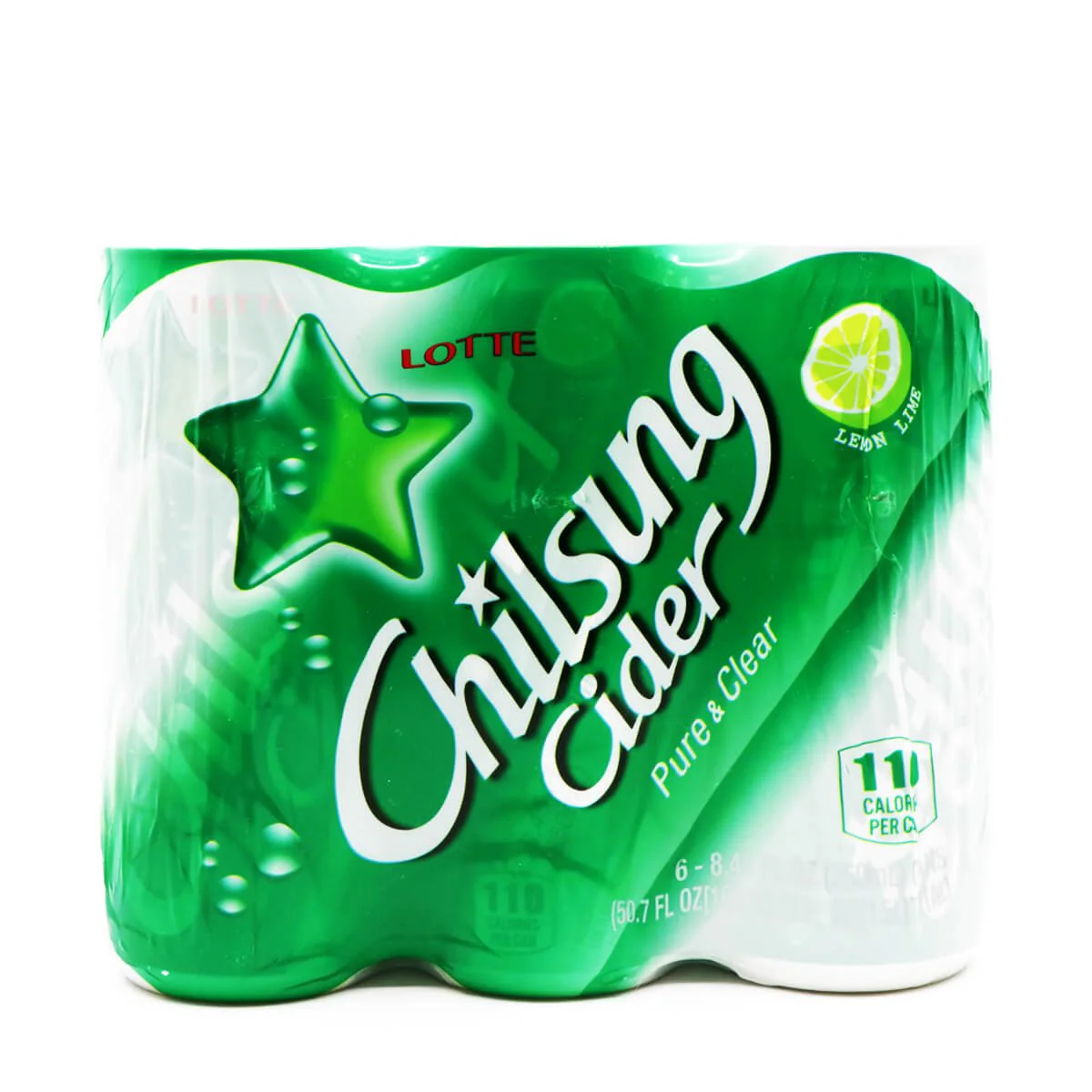 Lotte Chilsung Cider Lemon Lime Soda 8.45fl.oz X 6Pk, 50.7fl.oz