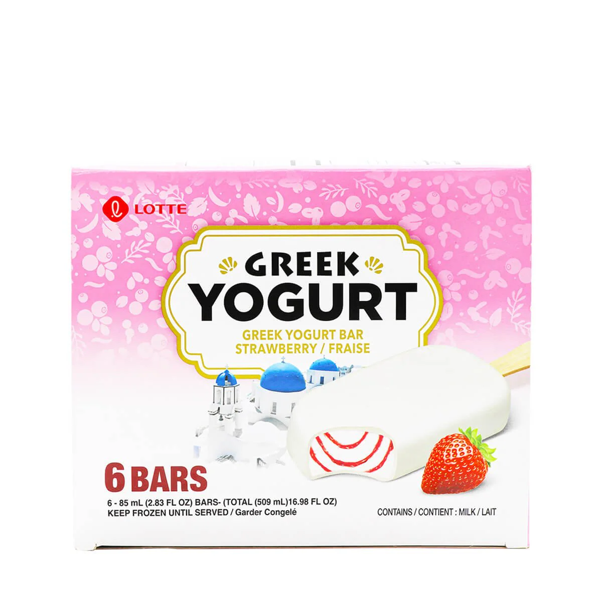 Lotte Greek Yogurt Ice Bar Strawberry 6 Bars x 2.83fl.oz