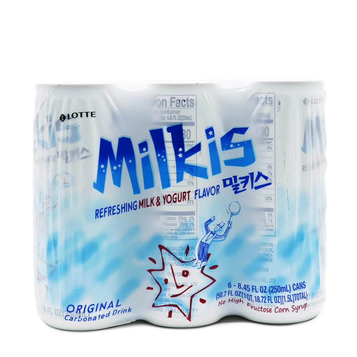 Lotte Milkis Carbonated Drink Original Flavor 250ml x 6 Cans - Image 2