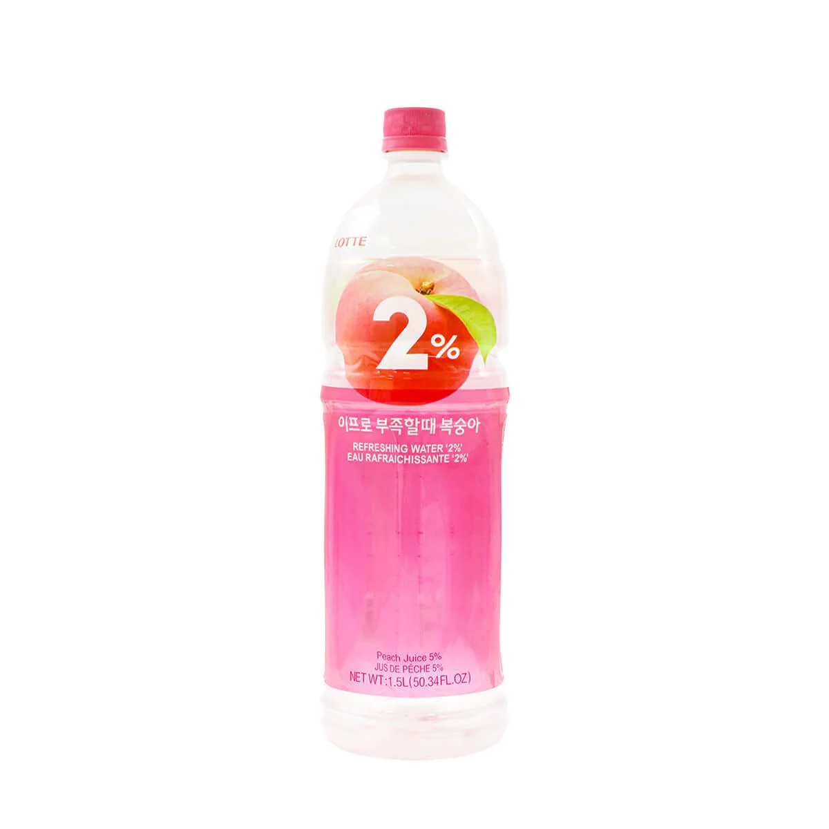 Lotte 2% Refreshing Water Peach Flavor 1.5L