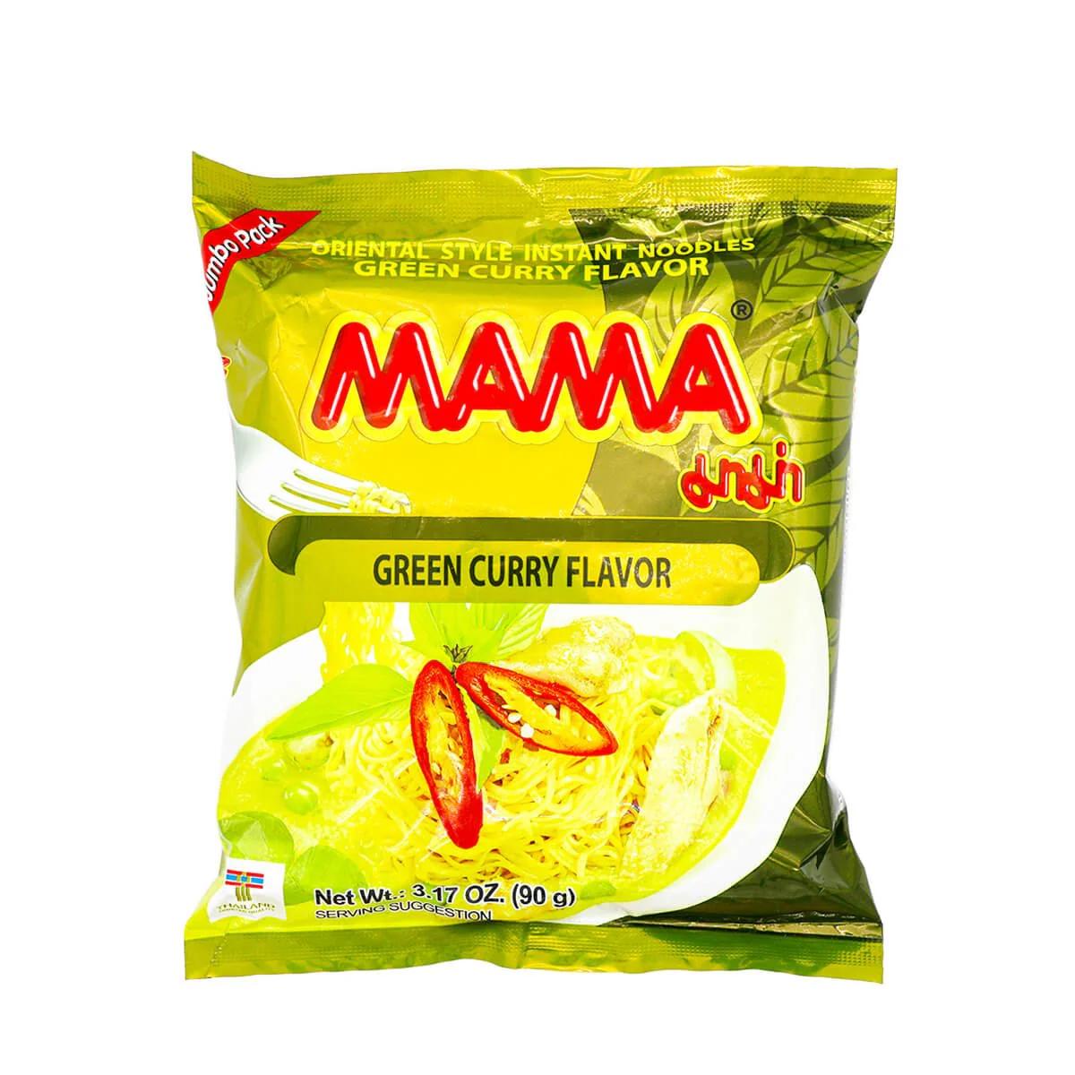 Mama Oriental Style Instant Noodles Green Curry Flavor 3.17oz