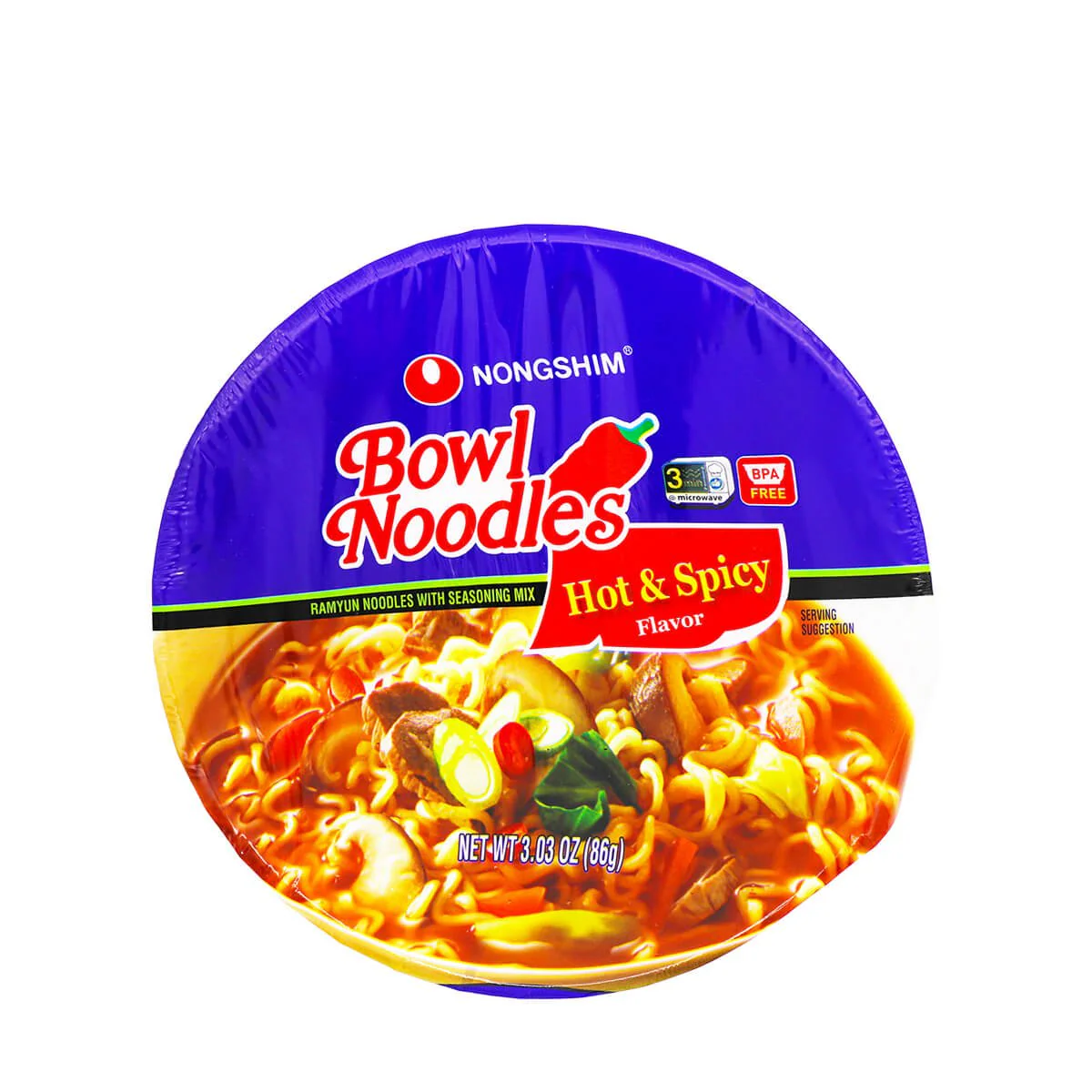 Nongshim Bowl Noodle Soup Hot & Spicy Flavor 3.3oz