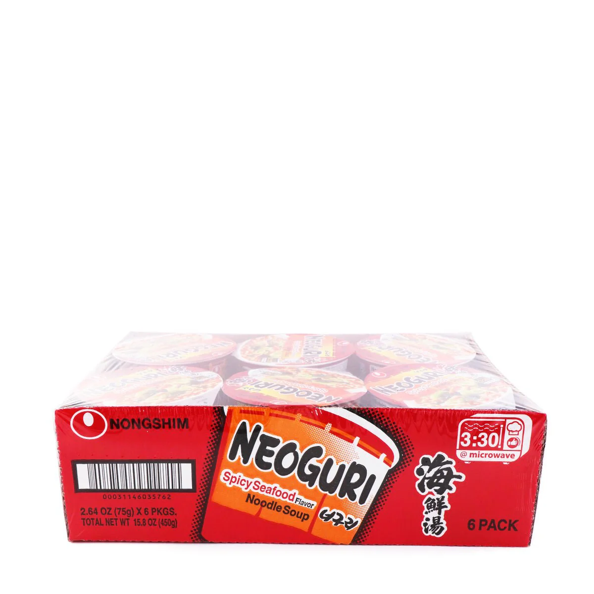 Nongshim Neoguri Noodle Soup Spicy Seafood Flavor Bowl 75g X 6P, 450g
