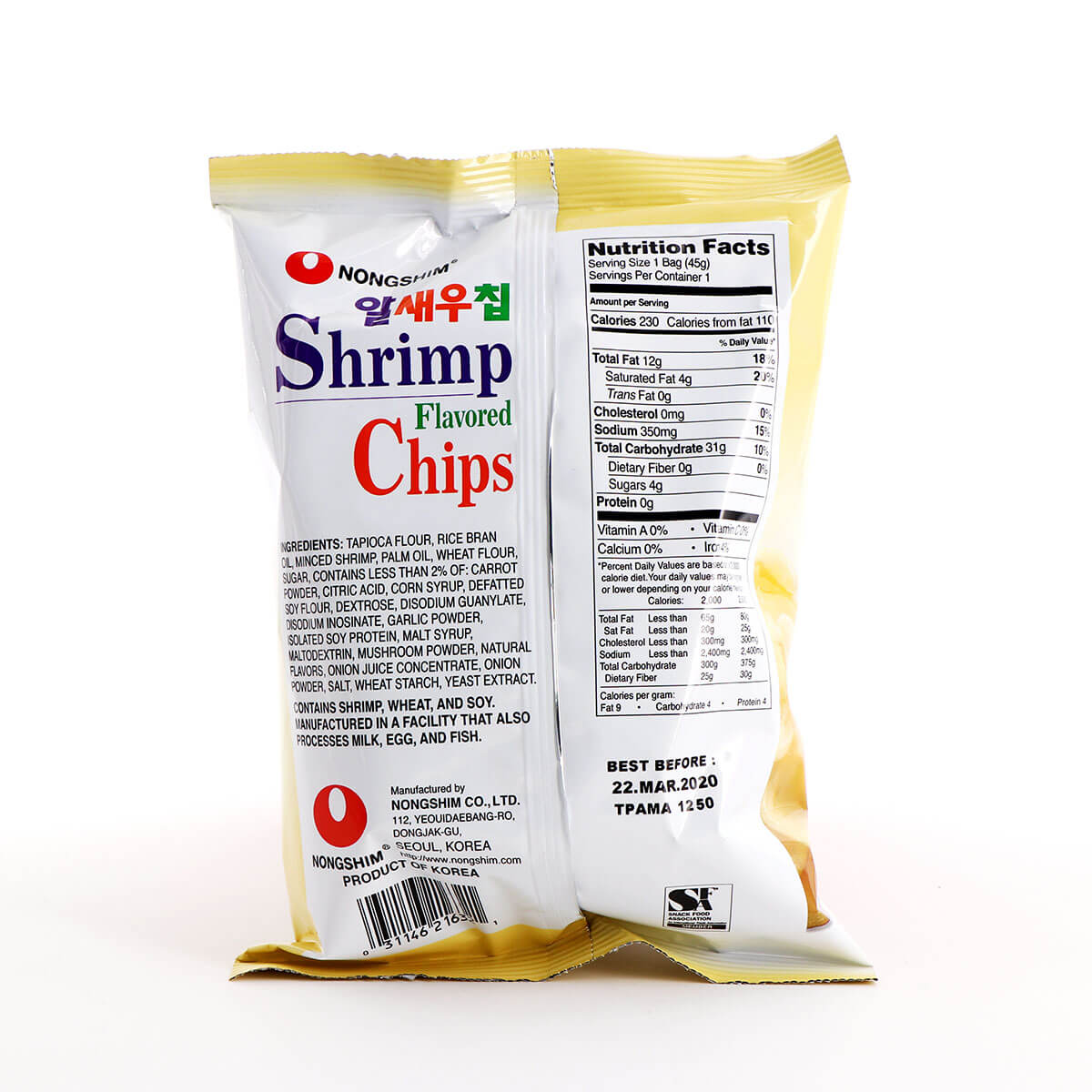 Nongshim Shrimp Flavored Chips 1.58oz - Image 2