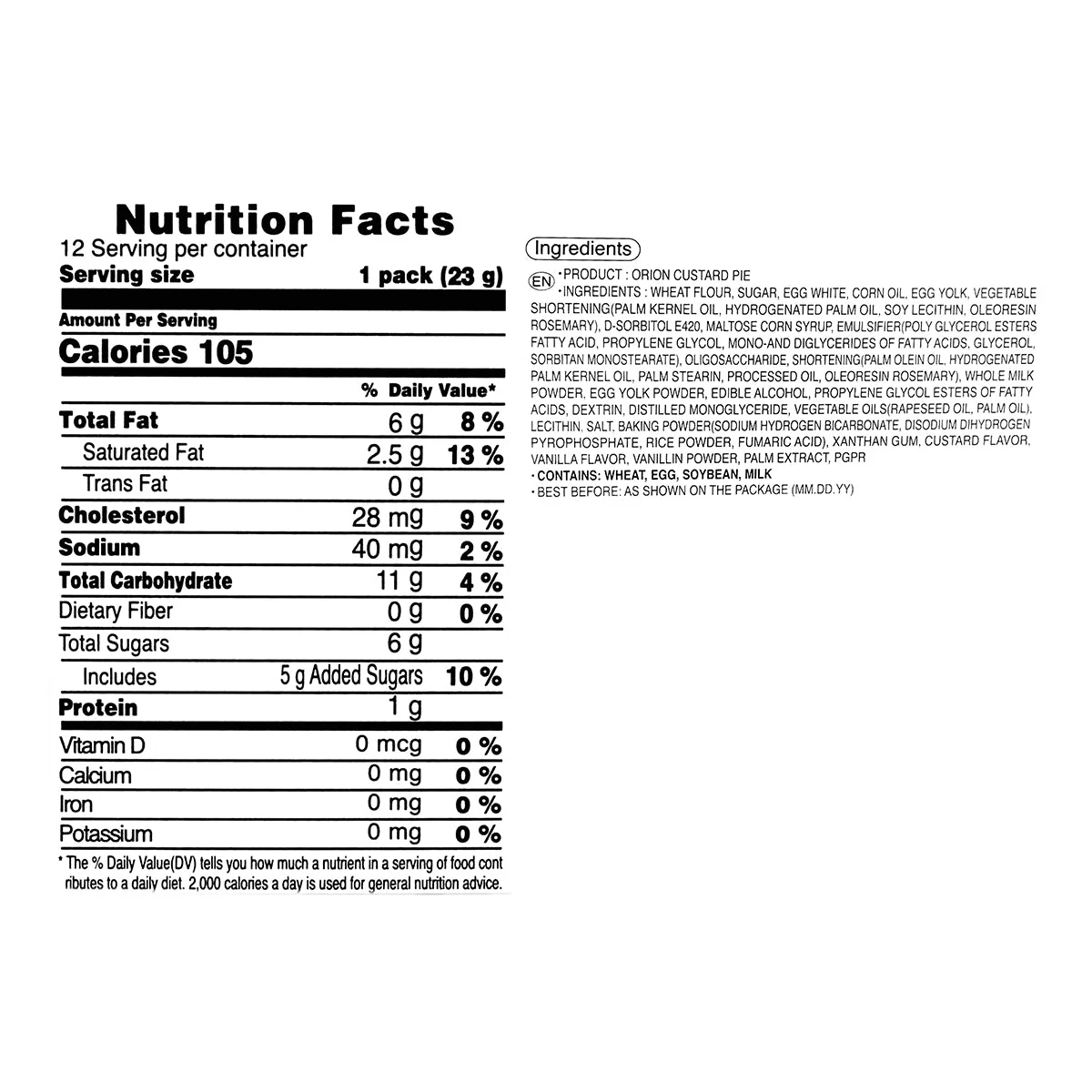 Orion Custard Cake 276g - Image 2