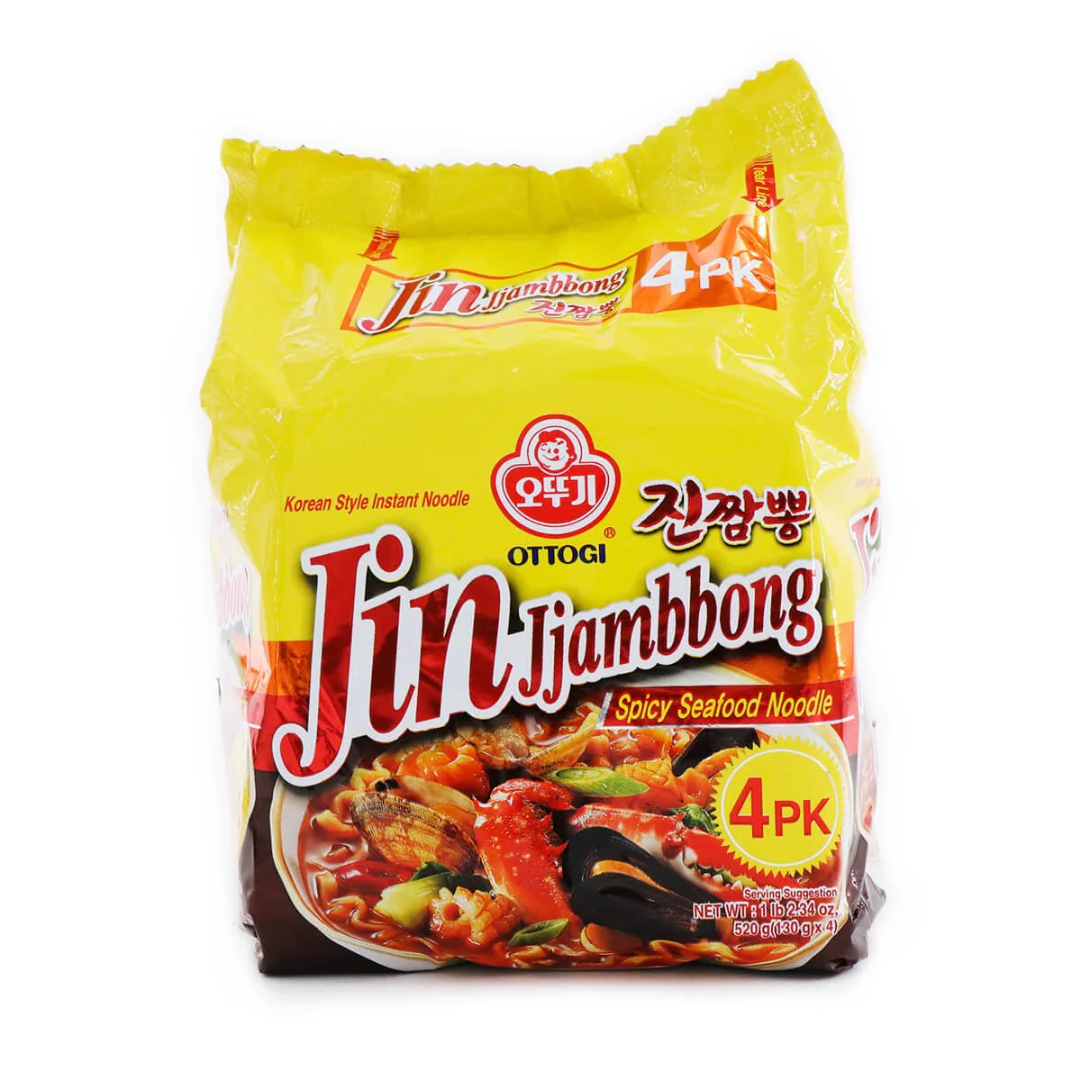 Ottogi Jin Jjambbong Spicy Seafood Noodle Family Pack 520g