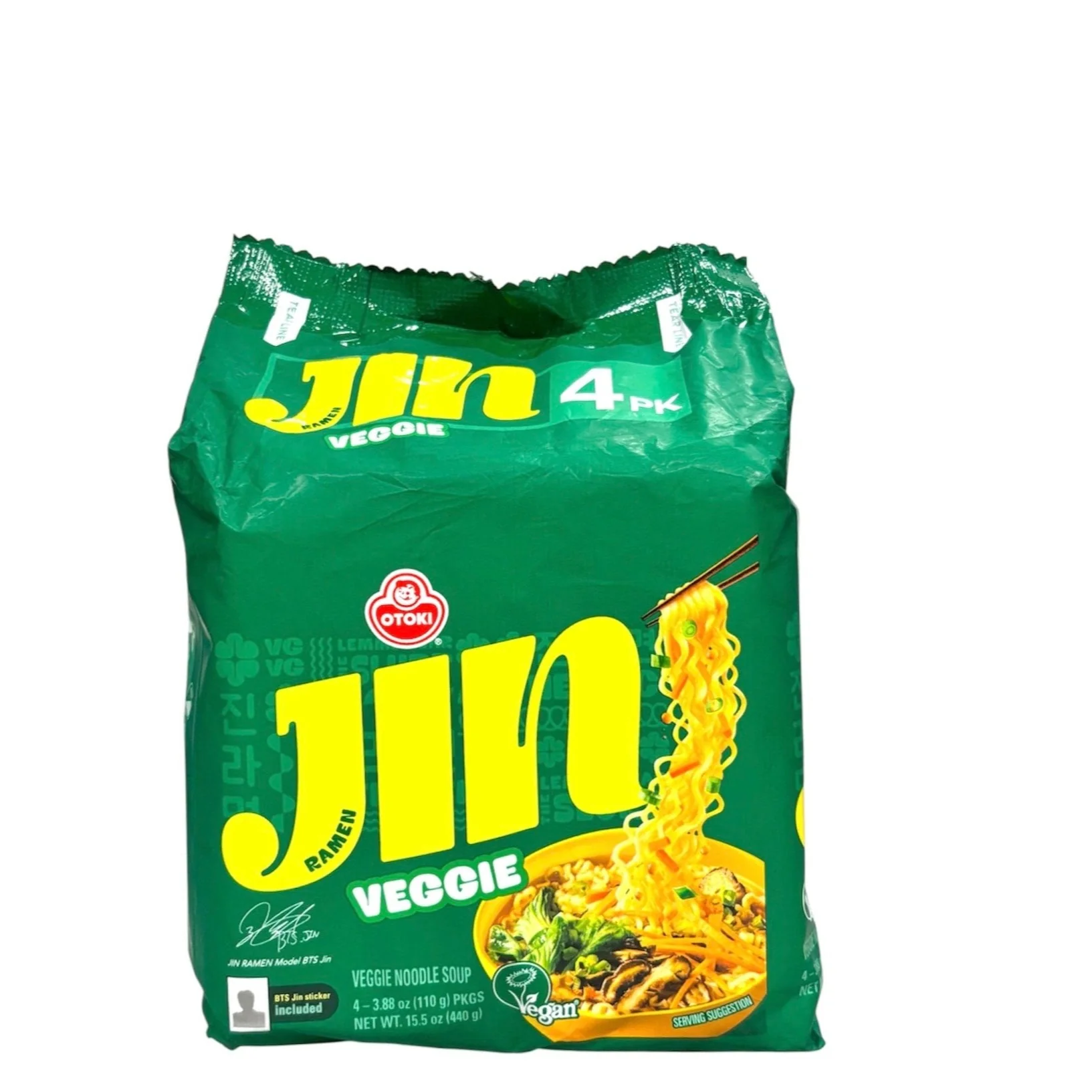 Ottogi Jin Ramen Veggie 110g x 4Pks, 400g