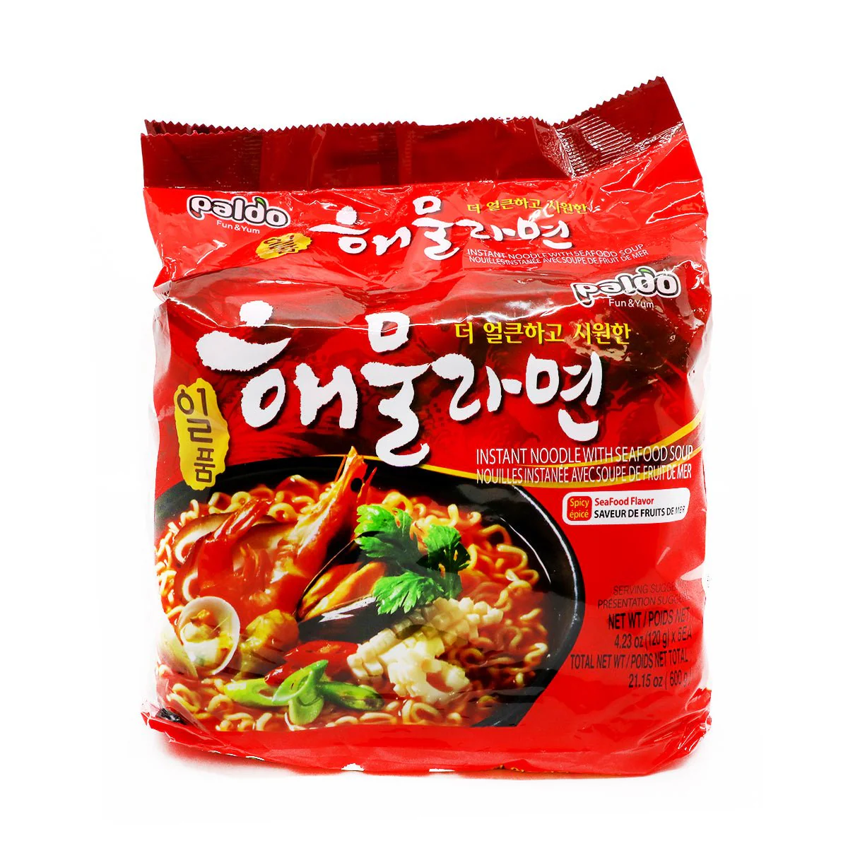 Paldo Instant Noodles with Seafood Soup 120g x 5Pks, 600g