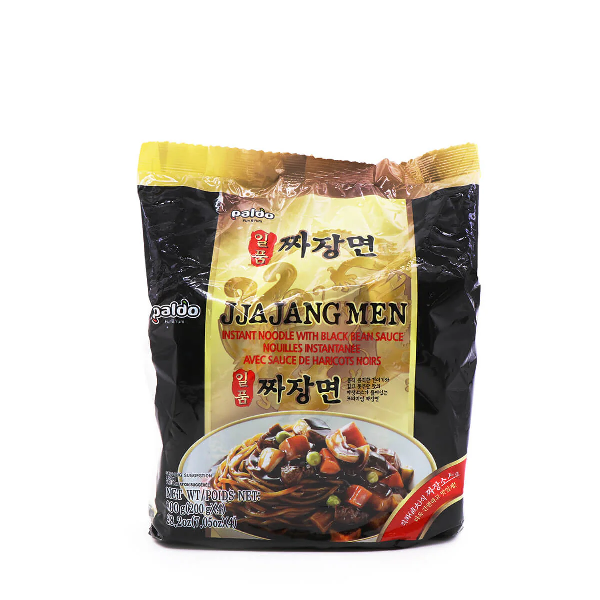 Paldo Jjajangmen Instant Noodle with Black Bean Sauce Family Pack 200g x 4Pks