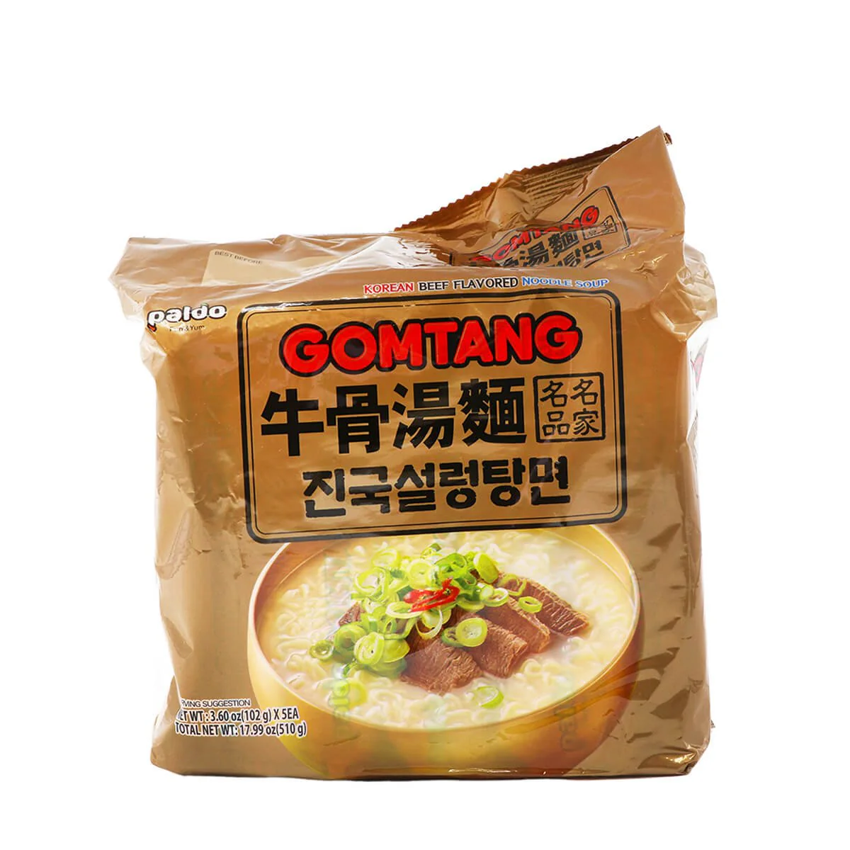 Paldo Gomtang Korean Beef Flavored Noodle Soup 102g x 5ea, 510g