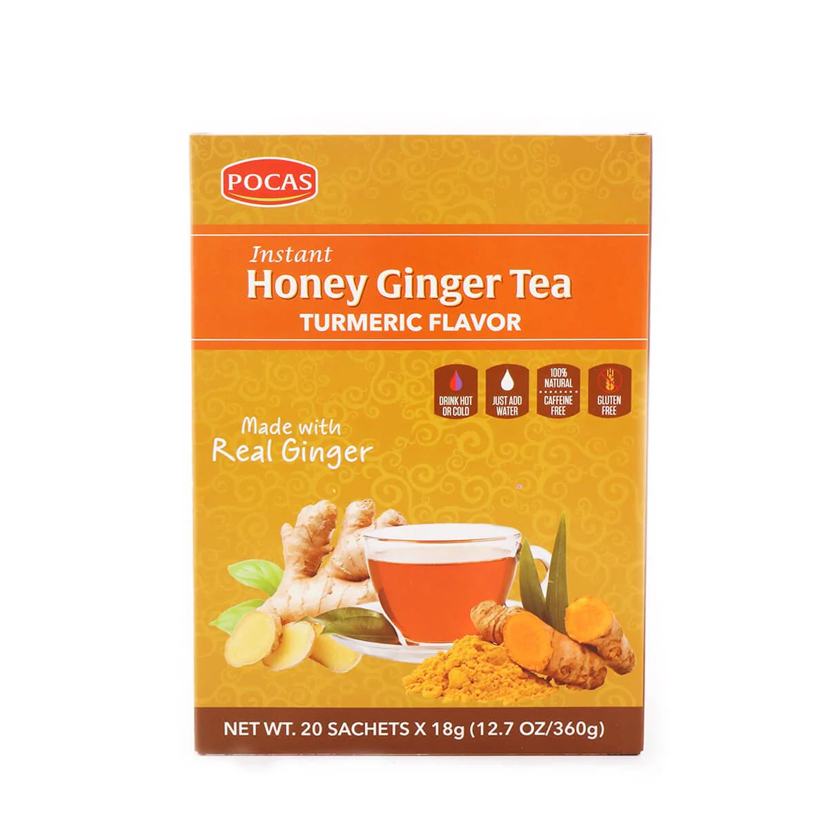Pocas Honey Ginger Tea Turmeric Flavor 20 Sachets 12.7oz