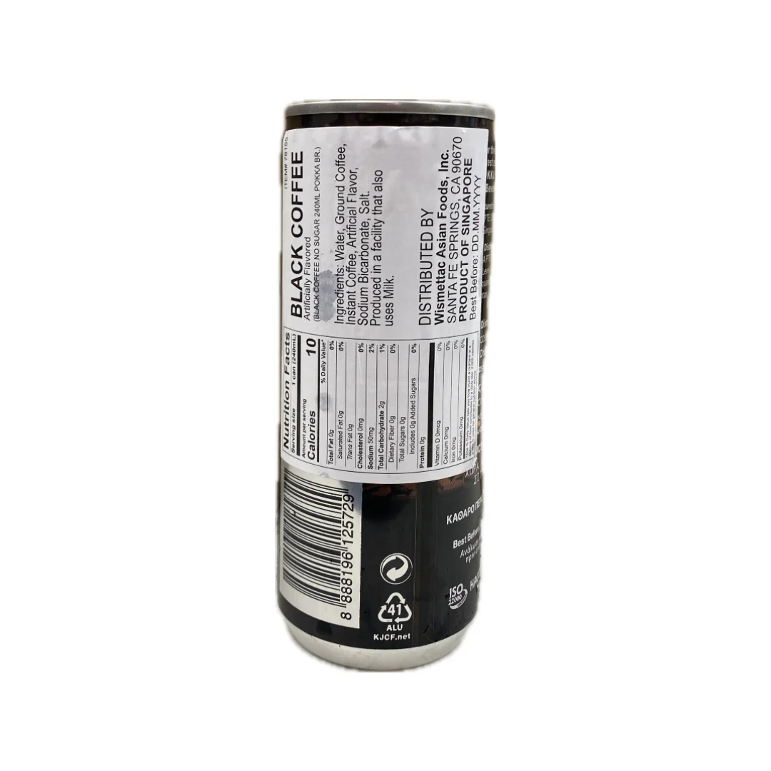 Pokka Black Coffee No Sugar 8.1oz - Image 2