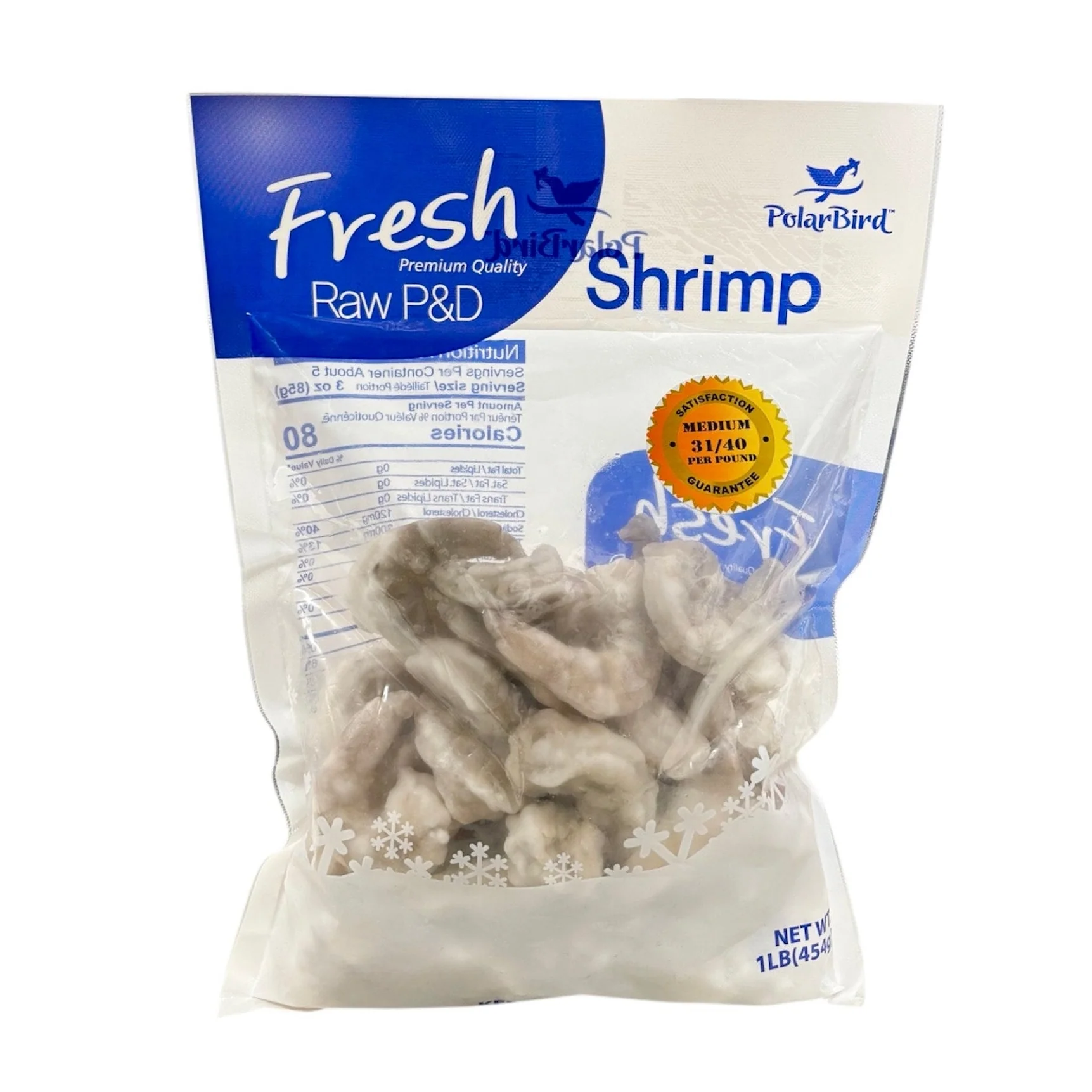 Polarbird 31-40 White Shrimp Raw 1Lb