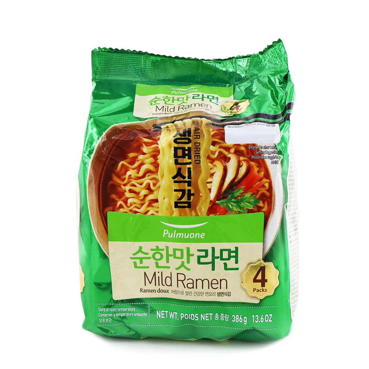 Pulmuone Mild Ramen 4 Packs, 13.6oz