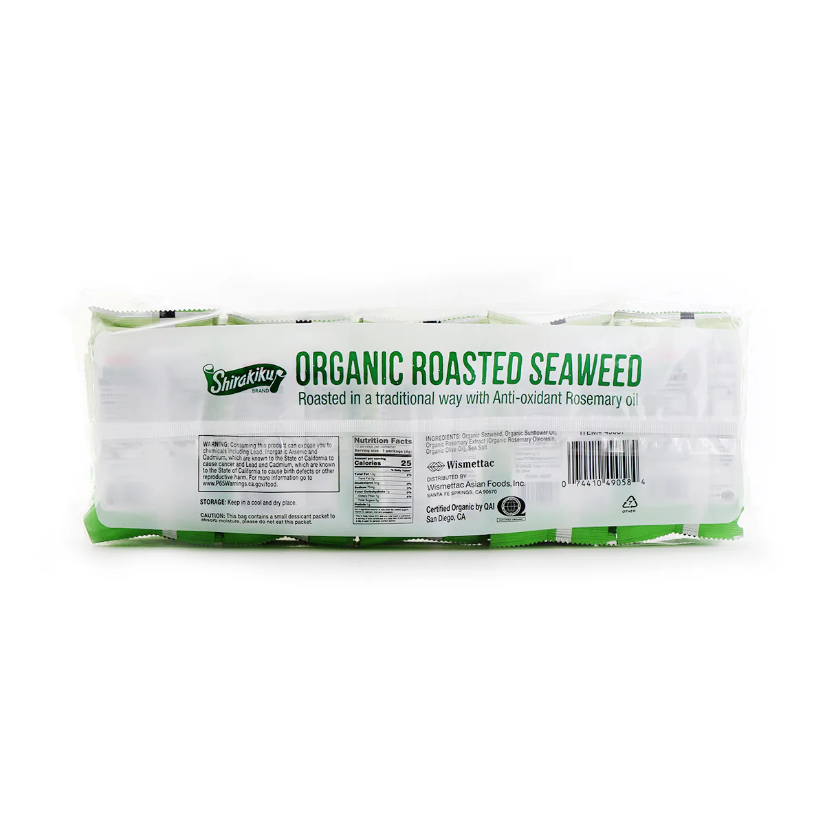 Shirakiku Organic Roasted Seaweed 4g x 10 packs - Image 2