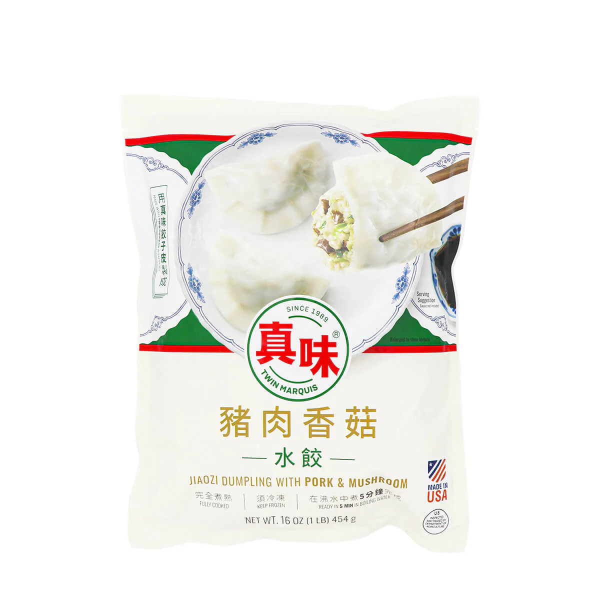 Twin Marquis Jiaozi Dumpling with Pork & Mushroom 16oz