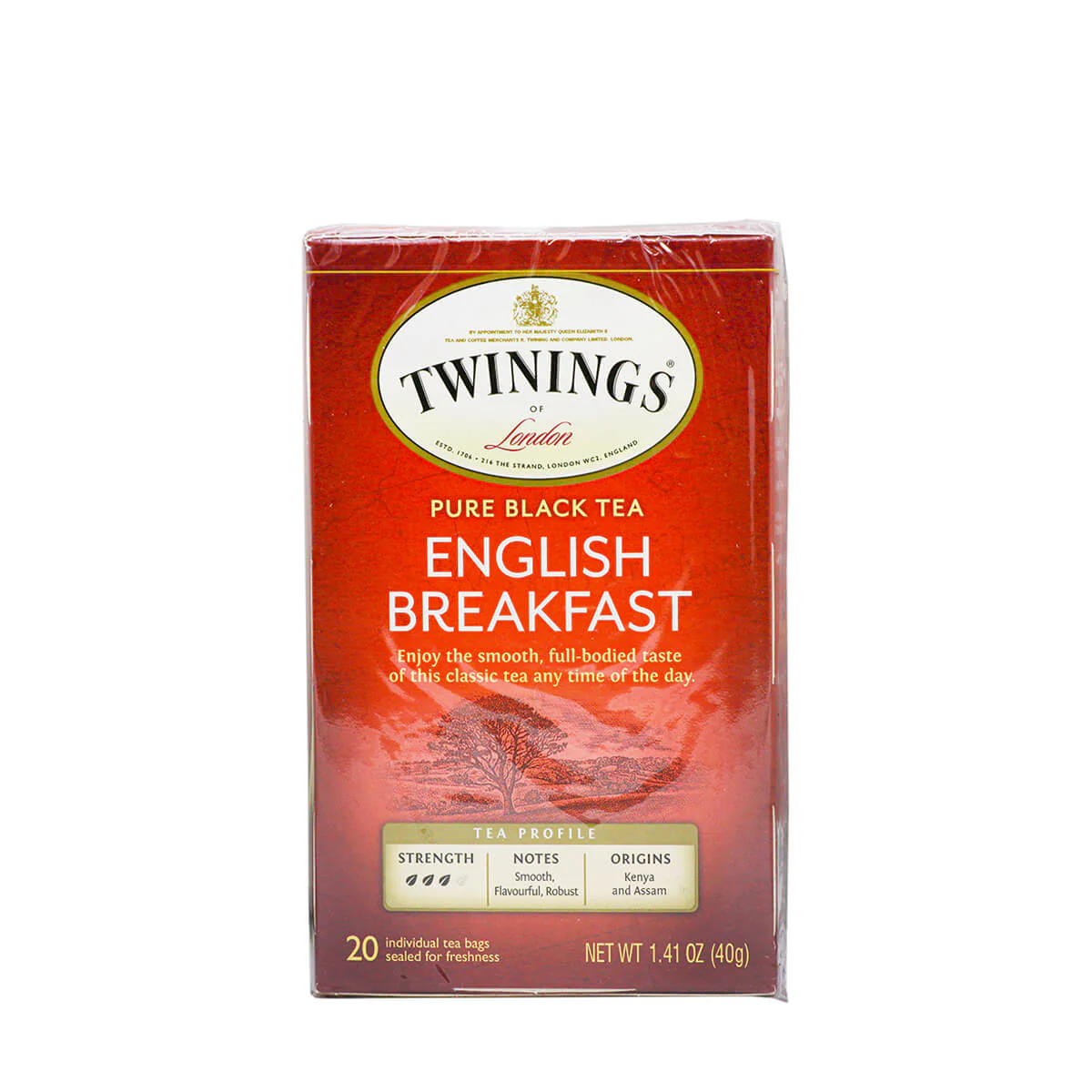 Twinings of London Pure Black Tea English Breakfast 20 Tea Bags, 1.41oz